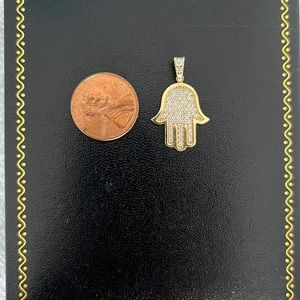 14k hamsa charm- semiprecious stones